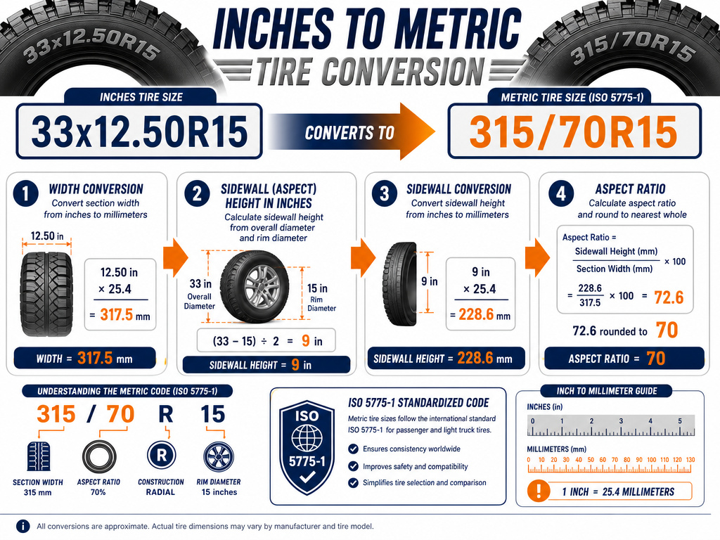 converting inch tire size to metric tire size chart