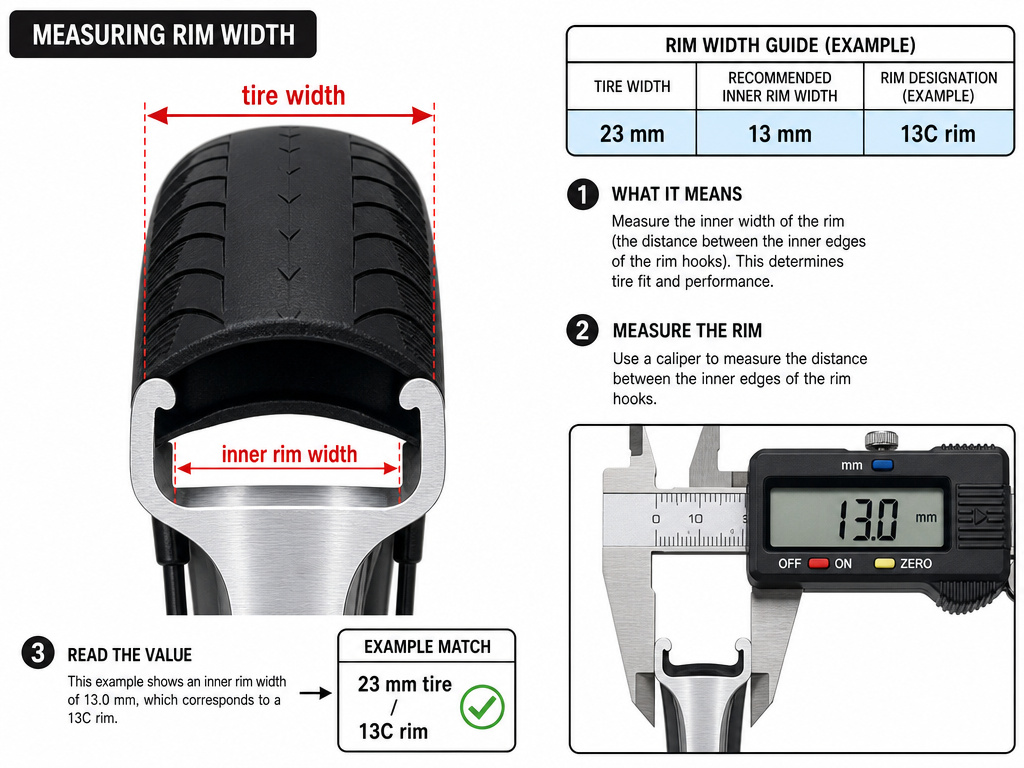 Diagram matching ETRTO bike tire width to rim width