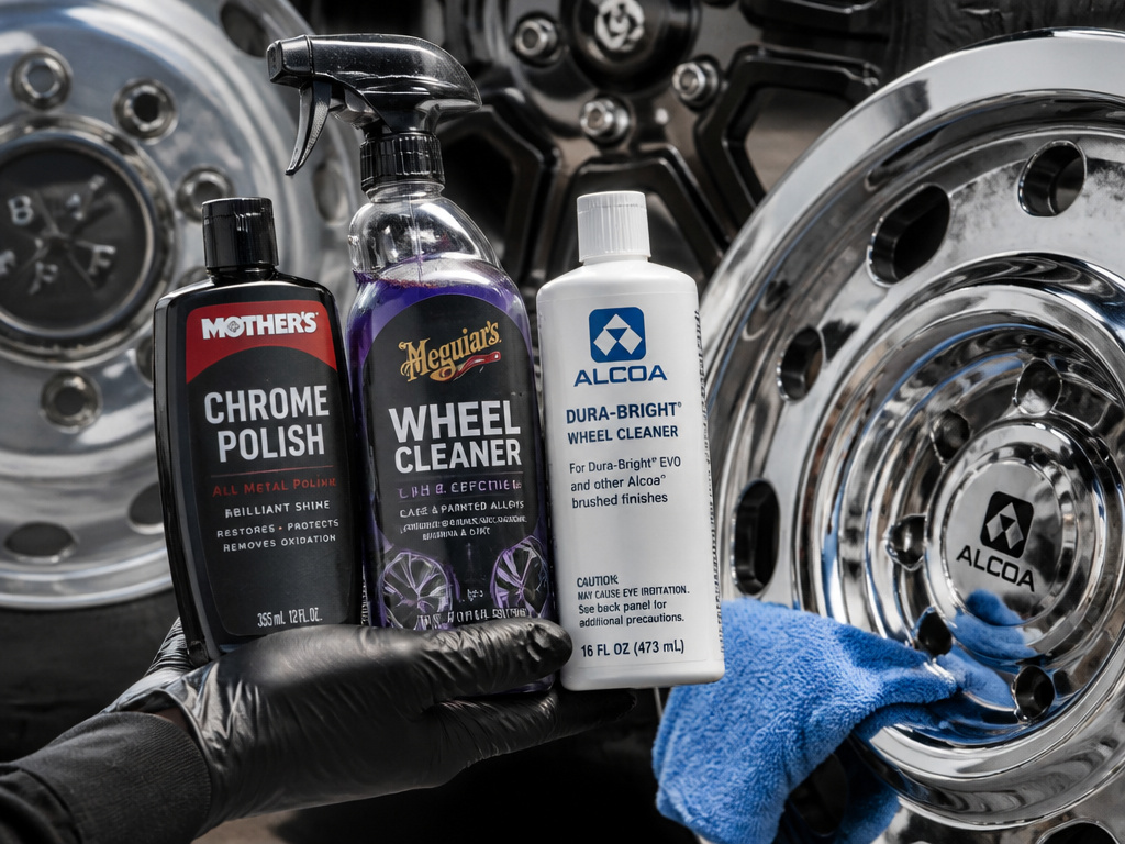 Specialized wheel cleaners for chrome, painted alloy, and Alcoa finishes.