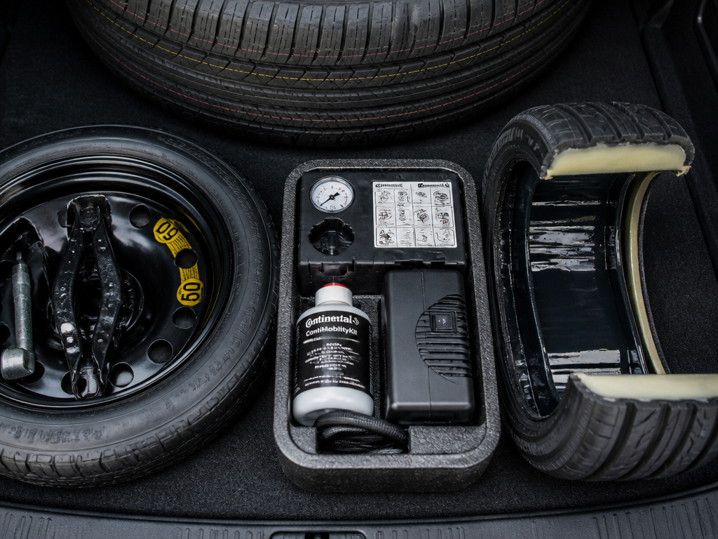 Three car emergency kit options after replacing run-flat tires with regular ones.